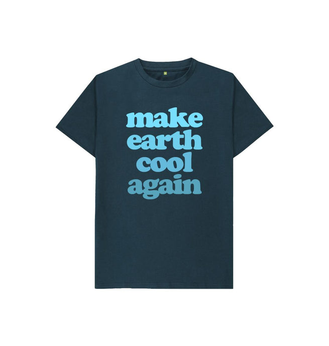 Denim Blue Make Earth Cool Again Kids T-shirt