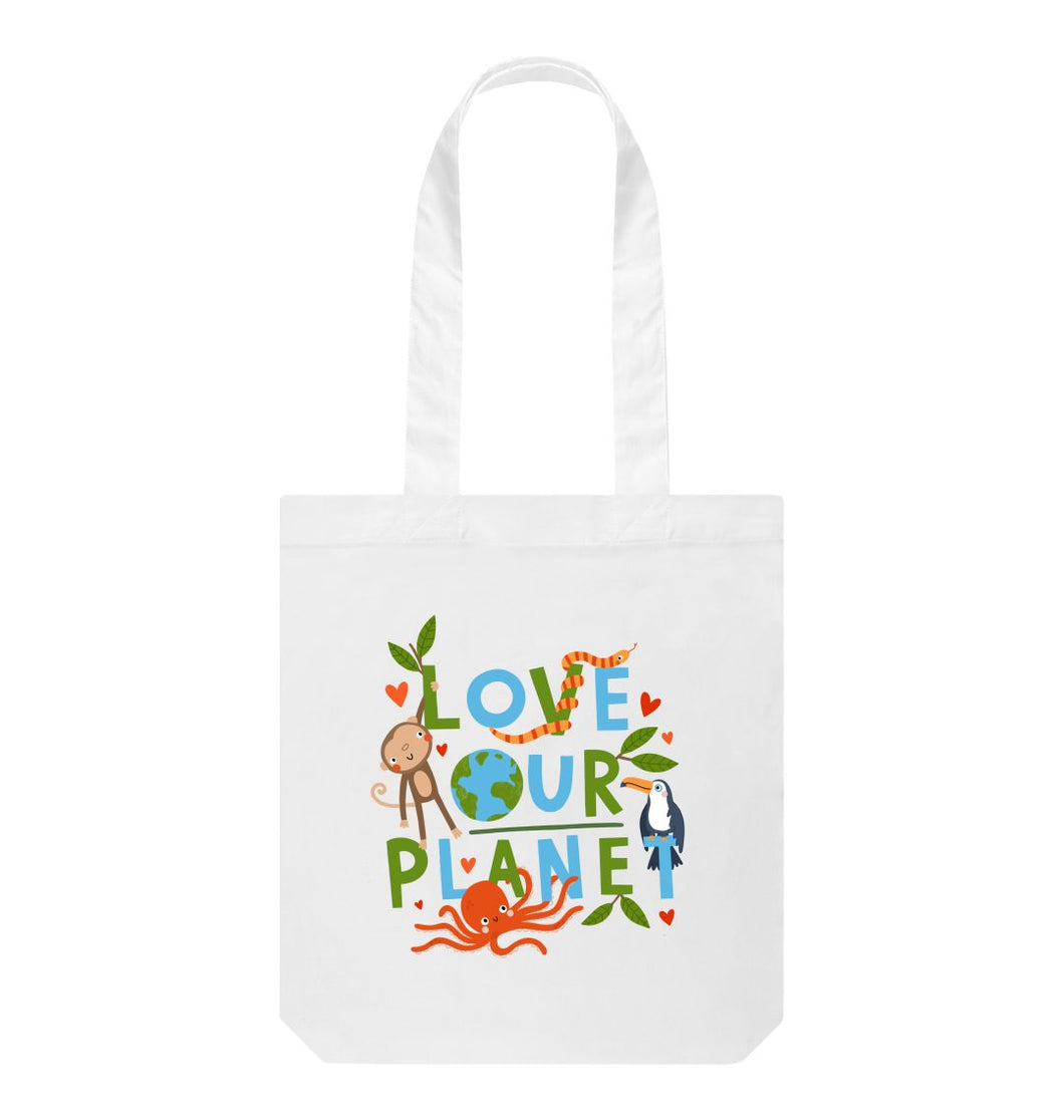 White Love Our Planet Tote Bag