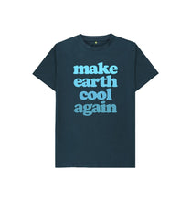 Load image into Gallery viewer, Denim Blue Make Earth Cool Again Kids T-shirt

