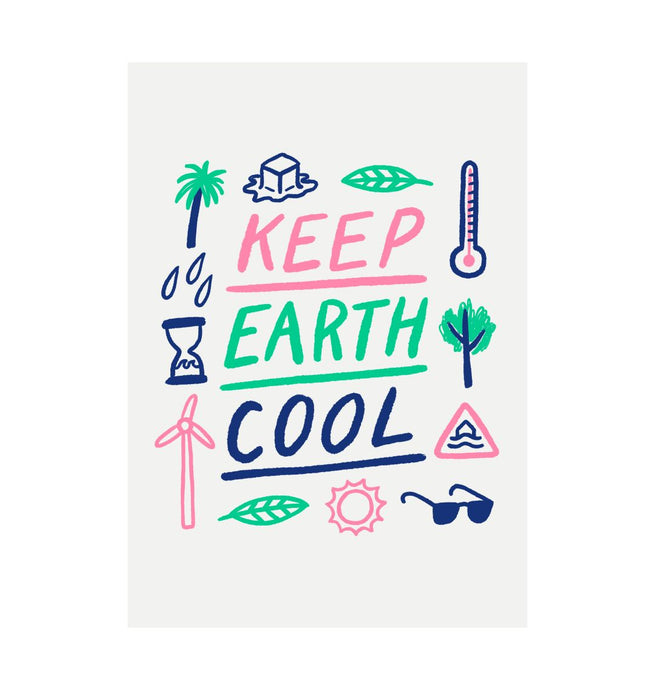 White Keep Earth Cool Recycled Print