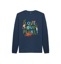 Load image into Gallery viewer, Navy Blue Love Our Planet Kid&#39;s Jumper
