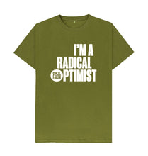 Load image into Gallery viewer, Moss Green Cool Earth I&#39;m a Radical Optimist T-shirt - Forest green
