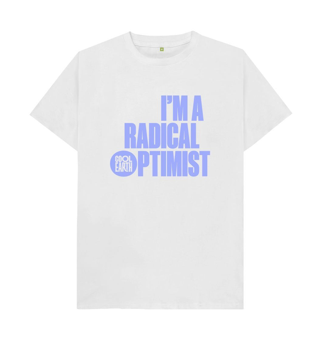 White Cool Earth I'm a Radical Optimist T-shirt Blue