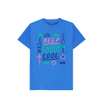 Load image into Gallery viewer, Bright Blue Keep Earth Cool Kid&#39;s T-shirt
