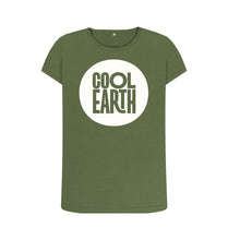 Load image into Gallery viewer, Khaki Cool Earth Large Logo T-shirt Forest Green W
