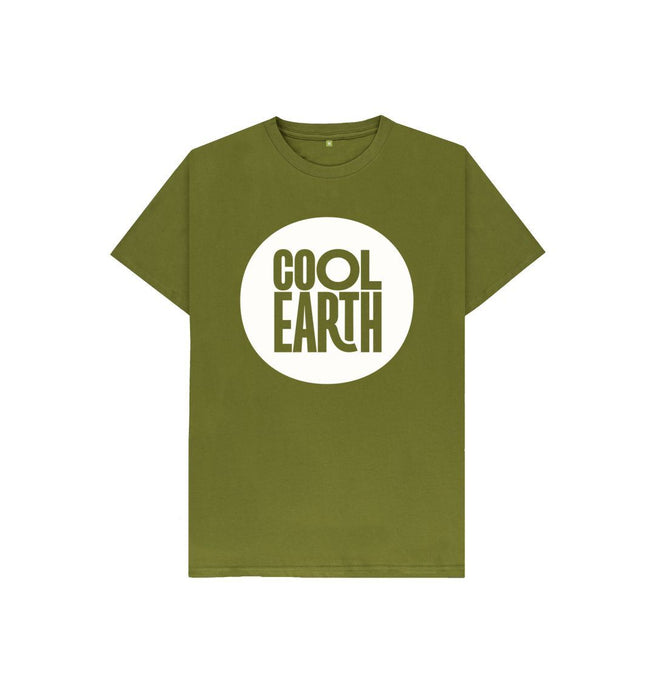 Moss Green Cool Earth Large Logo Kids T-shirt Forest Green